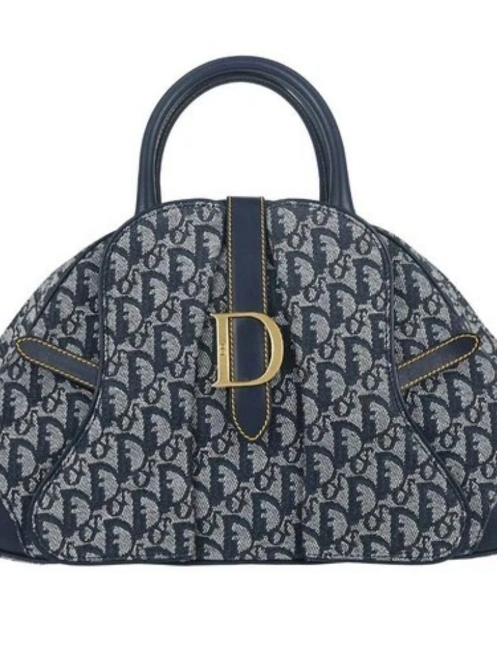 Christian Dior Navy Canvas Trotter Double Saddle Handbag MA-0051 197500